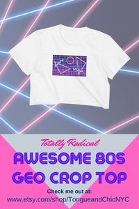 Check out this vaporwave 80s geo design crop top. This cute crop top makes the perfect gift for any 80s lady! Wear this crop top with a pair of cutoffs or some cute jeans. See this awesome t shirt and other retro apparel at: https://www.etsy.com/shop/TongueandChicNYC  #croptops #vaporwave #beachvibes #cuteshirts #graphictees #summerfashion #festivalfashion #80s #tshirts #neon #trendytees #teeshirts #retroshirts #vintagetees #ravefashion #bellyshirt #cutetshirts #vintagetshirts #vintagetops