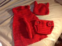 Handmade crochet baby lil devil halloween costume photo prop size 0/6 months new