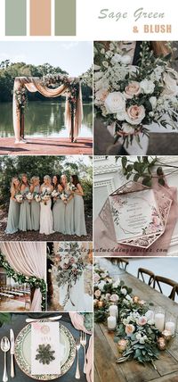 romantic modern rustic sage green and blush wedding colors