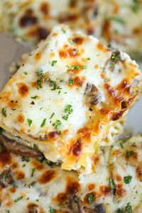 Creamy Spinach and Mushroom Lasagna | www.damndelicious.net | This is sure to become a family favorite. Best of all, it's freezer-friendly and can also be made ahead of time! | #lasagna #vegetarian