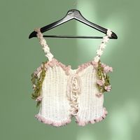 Crochet top corset bustier style with floral decoration