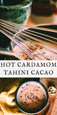 A warm, healthy, tasty, comforting and nourishing take on hot chocolate! This hot cacao recipe is vegan, gluten-free and full of heart-healthy cacao, delicious cardamom, and protein-rich tahini. The perfect winter beverage!#hotcacao