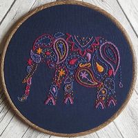 Paisley Elephant Embroidery Pattern by Paraffle