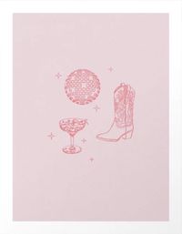 Disco Cowgirl Pink Art Print