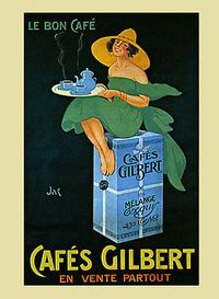 Coffee-Cafes-Gilbert-Lady-Green-Dress-France-French-Vintage-Poster-Repro-FREE-SH