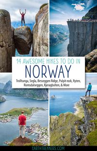 Best Norway Hikes, including Trolltunga, Pulpit Rock, Kjeragbolten, Romsdalseggen Ridge, Reinebringen, Ryten, Segla, Hiorthfjellet, Besseggen Ridge and more. #norway #hiking #besthikes #adventuretravel