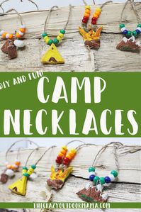 These assorted camping necklaces a fun summer camping craft, perfect for kids of all ages - preschool, middle school and even teens if they're artsy ( I know I REALLY enjoyed making these!)  They are a great way to remember that great family camp trip, or at your next camping party! Choose from a s'more, tent, campfire, mountain or canoe camping necklace and enjoy! Summer camp has never sounded so fun! #camp #campingcraft #thecrazyoutdoormama #camping#summercrafts #kidscamp #outdoorscraft