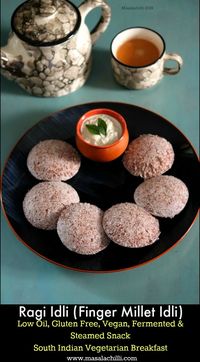 Ragi Idli is a healthy, nutritious South Indian Vegetarian Breakfast Recipe made with whole Ragi or Finger Millet. Step By Step Recipe to make perfect Ragi Idli Batter, with tips on fermentation, batter consistency for pillow soft and spongy idlis. #glutenfree #easy #breakfast #recipe #indianvegetarian #vegan #idli #ragi #healthy #steamed #snack #southindianfood #millet #fingermillet #nachni #tiffinrecipes #afterschoolsnacks #weightwatchers