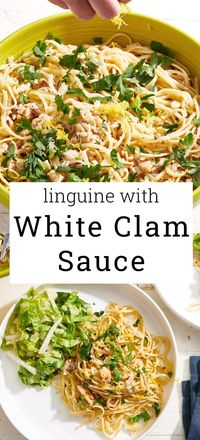 Linguine with White Clam Sauce / This easy 30-minute pasta recipe made with an ample amount of canned clams is a satisfying, quick, and easy weeknight dinner.