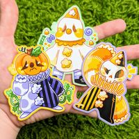 "❤ HALLOWEEN CLOWN STICKERS ❤ ♡ These lil guys just want to clown around! ♡ These cute stickers are perfect for your sketchbook cover, laptop, phone case, skateboard, and more! ♡ Art is made by me :) ♡ Sizes:  - Pumpkin Clown: 3.25x3\" - Ghost Clown: 3.5x2.75\" - Skelly Clown: 3x3.25\" ♡ Materials: - Laminated Waterproof/Weatherproof Material - Please hand wash all water bottles/cups with my stickers on them. ♡ SHIPPING & RETURNS ♡ - Please allow 1-4 business days for processing and shipping you