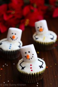 Marshmallow Snowman Cupcakes  - Delish.com