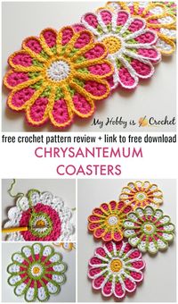 My Hobby Is Crochet: Chrysanthemum Coaster – Pattern Review + Free Crochet Pattern Download Link