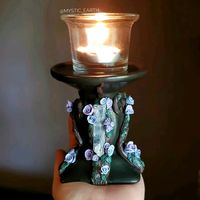 A blue kyanite crystal candle holder with tree branch and flower sculpture! For your altar or home decoration 🖤 available, links below 

#witch #Witchcraft #altar #altartools #crystals #candleholder #spells #magick #greenwitch #sculpture #fairies #cottagecore #sculpture #handmade