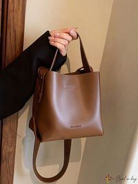 Bird in Bag - Womens Minimalist Brown Mini Bucket Bag, PU Material Vintage Commuter Single Shoulder/Crossbody Shoulder Bag for Womens Shopping