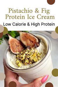 Only 326 kcals for this whole recipe and 38g of protein. The perfect healthy low calorie and high protein ice cream with figs and pistachio