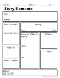 Elements of a Story | Story elements graphic organizer, Graphic organizer for reading, Homeschool writing