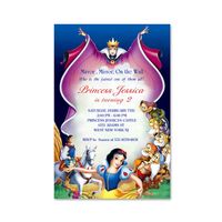 Snow White Seven Dwarfs Disney Princes Birthday Invitation - Digital or Printed