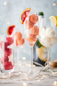 Sherbet Mimosas are a fun was to dress up any mimosa! Use the ice cream, sherbet, or sorbet flavor of your choice and mix with champagne. So fun, delicious, and beautiful! Perfect for holidays, bridal showers, and beyond.