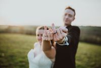 Put a ring on it! Fun, unique couple wedding photoshoot. Fingers up, rings up! Funny wedding photo