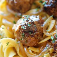 The BEST salisbury steak meatballs ever. And they're so perfect for easy serving and portion control!