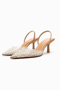 PEARL HEELED SLINGBACKS - Beige | ZARA United States