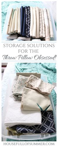 Storage Solutions for the Throw Pillow Obsessed | House Full of Summer - how to create extra storage space for throw pillows and pillow covers, bedding, organization, #mariekondo kondo method