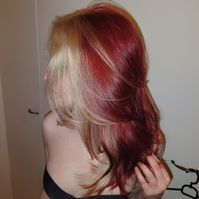 red and blonde hair dyed