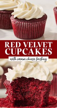 Homemade Red Velvet Cupcakes are the epitome of moist, buttery, and tender perfection, with a red velvet flavor that can’t be beat. Topped with a quick, light, and luscious cream cheese frosting, these from scratch cupcakes are ideal for Valentine’s Day, Christmas, or any celebration!