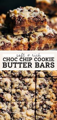 These chocolate chip cookie butter bars are so rich and buttery with a layer of cookie butter baked in the center. They're soft, rich, and melt in your mouth with delicious cookie butter flavor. #cookiebutter #cookiebars #cookiebutterbars #butternutbakery | butternutbakeryblog.com