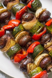 These kabobs are a great side dish to your BBQ. They are so simple yet so tasty. Grilling them is really a fantastic way to enjoy these vegetables, however you can also bake them for a great side dish to your indoor event.