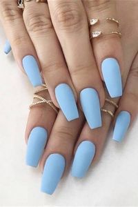 Jade-blue 24pcs Plain Chic False Nails PlasticMaterial: PlasticStyle: PlainType: False Nails