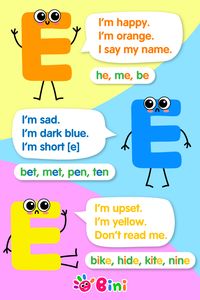 Let`s continue studying tricky reading rules! Today we are going to discover how to read E. First, let the child remember how a colored letter in a certain color sounds. And then try to read it in words. Stay tuned for more color reading exercises! 
#binibambini #reading #abc #abcforkids #coloring #llearntoread #earlyreading #learnletters #preschool #preschooleducation #drawing #finemotorskills #creativity #kindergarden #colorreading #education #learn