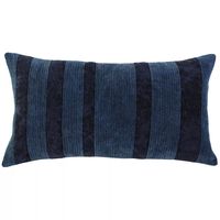 14"x26" Oversized Poly-filled Striped Lumbar Throw Pillow Navy - Rizzy Home: Cotton Velvet, Indoor Use, Zipper Closure : Target