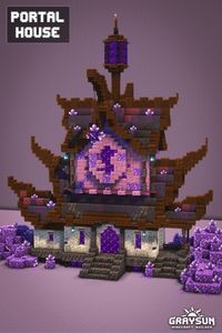 Minecraft house transformed into a portal house for the nether. Featuring an organic roof and purple gradients.

#Minecraft #minecraftbuild #minecraftbuilding