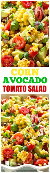 Corn, Avocado, and Tomato Salad - a healthy and light salad perfect for BBQs and get togethers. the-girl-who-ate-everything.com