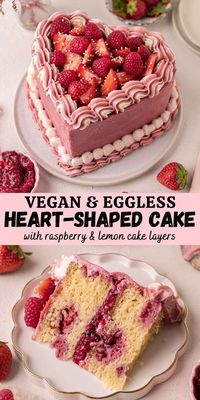 This tutorial shows how to make a heart-shaped cake using round cake pans (no special cake pan needed). The cake consists of vegan berry cake layers, jam filling and berry buttercream. And it's perfect for Valentine's Day, Mother's Day or any special celebration.