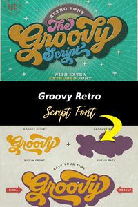 Give your typography design with a touch of retro style with Groovy!  Groovy is one of my fonts based on a hand lettering project in 2017. It was very inspired from the famous retro typography designs in late 60’s untill 70’s. #retrofont #scriptfonts #groovyfont #fonts #ads