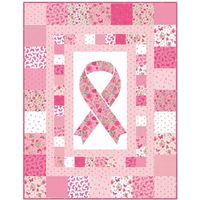 The Strength in Pink Hope Quilt Kit includes pattern and fabric for quilt top and binding. Fabric featured is Strength in Pink. Pattern is by Riley Blake Designs. Finished size is 67.5" x 86.5". Included in the Kit: Pattern, Fabric for top and binding. Not Included in the Kit: Batting and Backing. Backing Needed: 5.5 yards 44"/45"