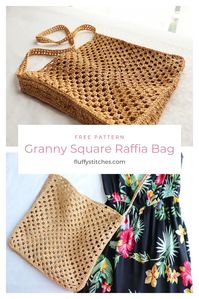 Crochet Granny Square Raffia Bag | Fluffy Stitches