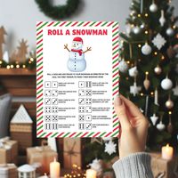 Christmas Roll A Snowman Printable, Winter Family Game, Xmas Group Activity, Fun Icebreaker Trivia, Kids Adult Party Quiz, Roll The Dice PDF