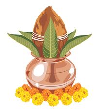 Auspicious copper kalash with coconut fl... | Premium Vector #Freepik #vector #pooja #indian-traditional #hinduism #traditional