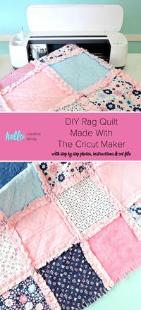 Learn how to make a DIY Rag Quilt using your Cricut Maker! Includes step by step photos, instructions, and a cut file for your Cricut! A great tutorial even if you dont have a Cricut! Learn the easiest way to make a rag quilt. Perfect for handmade gifts including baby shower gifts, birthday gifts and Christmas gifts for your friends and family! #RagQuilt #Cricut #CricutMade #CricutMaker #Sewing #Sponsored