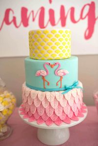 3-tier cake from Flamingo + Flamingle Pineapple Party at Kara's Party Ideas. See more at karaspartyideas.com!