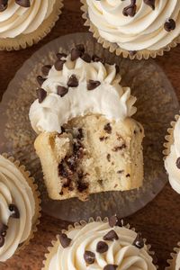 These soft and fluffy chocolate chip cupcakes are loaded with mini chocolate chips and topped with a creamy vanilla buttercream. Plus, they take just 25 minutes to prep!