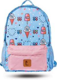 Staples Paxton 16" Backpack,  Ice Cream Pattern,  4.72"W X 16.14"H X 11.81"D Description:   Staples Paxton backpack is perfect for children between the ages of 6-10 years old. Features multiple compartments in the interior and exterior for organization purposes, such as a padded laptop compartment and water bottle pockets. This backpack can car.600-denier polyester.Adjustable padded shoulder straps to ensure comfort.Interior mesh compartments for organizing pens and small accessories.Padded laptop compartment that fits up to a 15" laptop.Interior features a name tag for personalization.Exterior side pockets which are designed to hold water bottles.Dimensions: 4.72"W x 16.14"H x 11.81"D.Capacity: 850 cu in / 14L