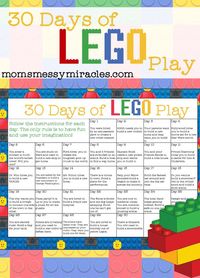 30 Days of LEGO Play is a free calendar you can print with 30 days of fun LEGO challenges!