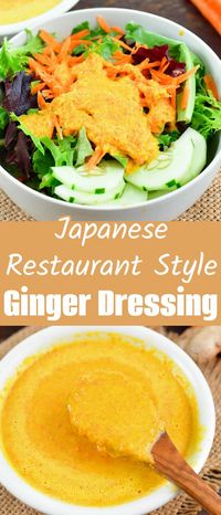 Make your favorite Ginger Dressing that you get at Japanese restaurants right at home in just 5 minutes! This simple, vibrant, and recipe features fresh ingredients like ginger, carrots, shallots, and more.