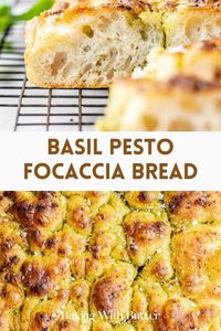 Tasty Basil Pesto Focaccia Bread - savor the unique combination of pesto and focaccia.