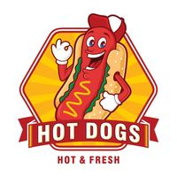 Hot dogs logo design, with funny charact... | Premium Vector #Freepik #vector #funny-food #food-character #cartoon-mascot #mascot