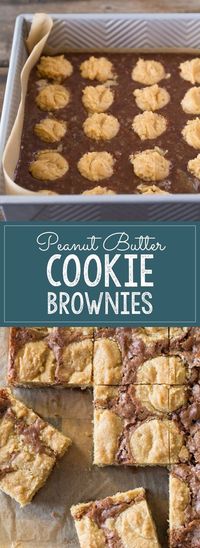 An easy homemade brownie batter studded with globs of peanut butter cookie dough for a chocolate peanut butter lovers dream come true.